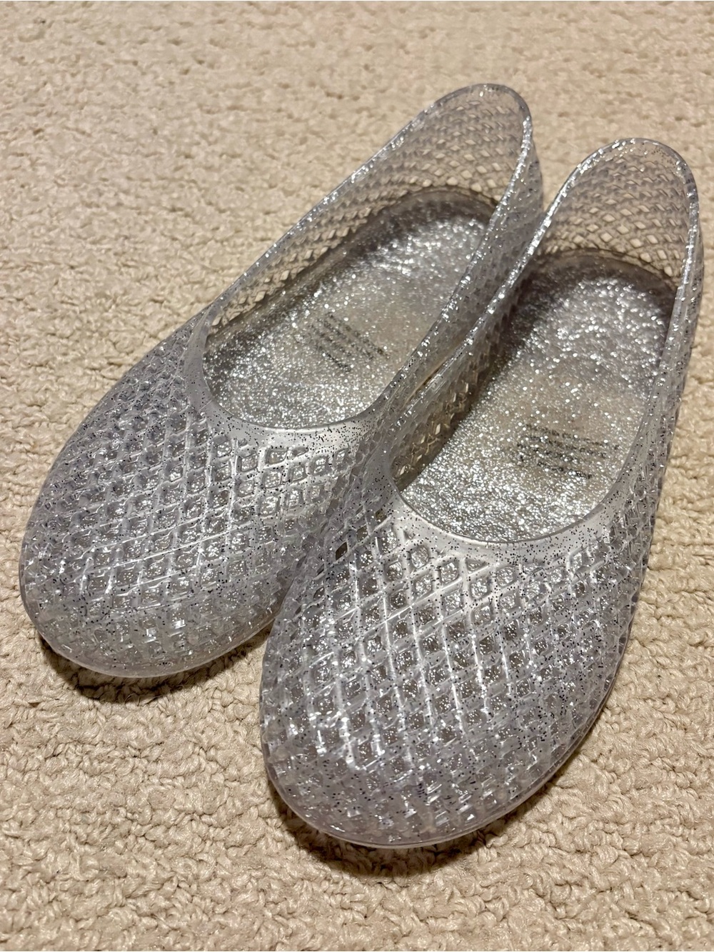 George Silver Glitter Clear Jelly Flats for Kids